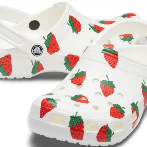 CROCS Shoes - Crocs Classic Vacay Vibes White Strawberry Clog Size 8M 10W